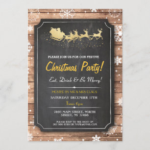 Dîner de Noël Père Noël Bois neige Noël Invitation