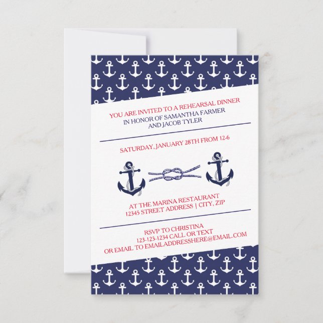 Dîner de répétition Anchors - Invitation 3X5 (Devant)