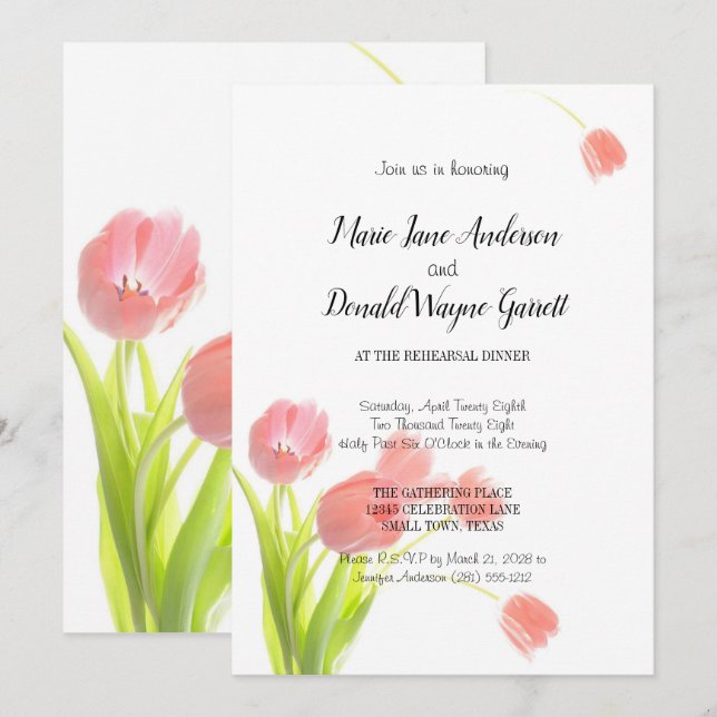 Dîner de répétition aux tulipes roses tendres (Devant / Derrière)