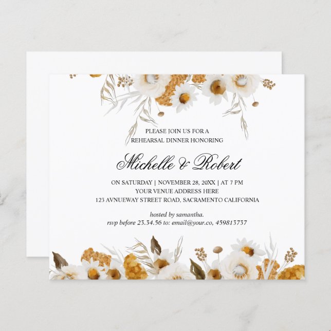 Dîner de répétition blanc Mimosa jaune (Devant / Derrière)