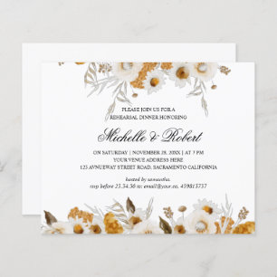 Dîner de répétition blanc Mimosa jaune