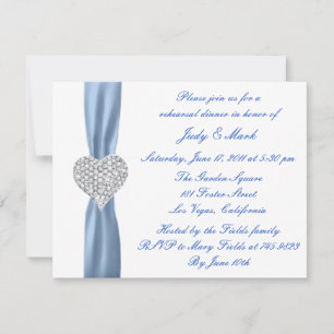 Dîner de répétition bleu Diamond Heart Invitation