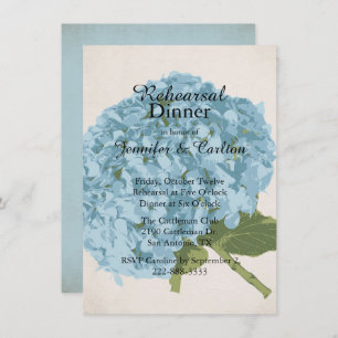 Dîner de répétition Blue Hydrangea Invitation
