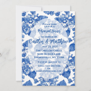 Dîner de répétition Blue Hydrangeas Invitation