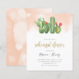 Dîner de répétition Budget Blush Watercolor & Cact