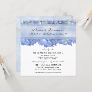 Dîner de répétition Carré Floral bleu Invitation