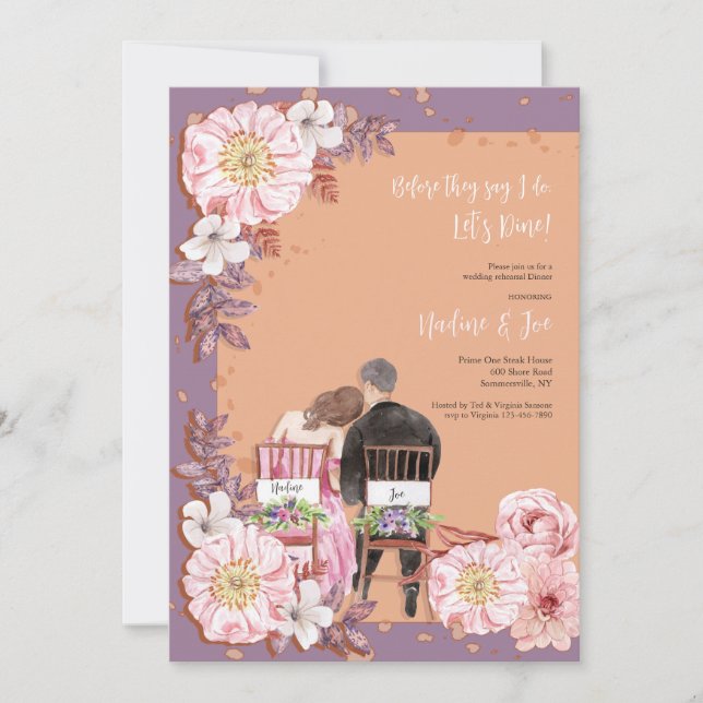 Dîner de répétition Couple Invitation (Devant)