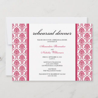 Dîner de répétition Damask de charme Invitation (f