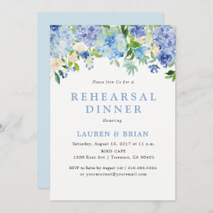 Dîner de répétition d'aquarelle bleue Invitation