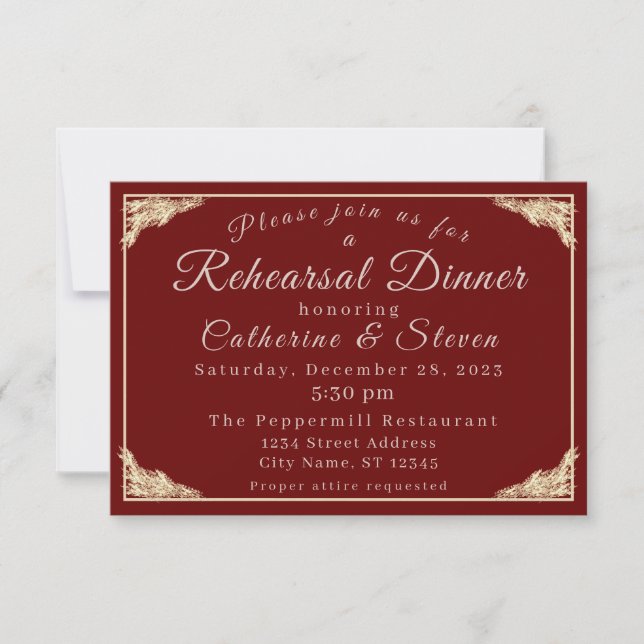 Dîner de répétition de mariage catholique d'hiver (Devant)