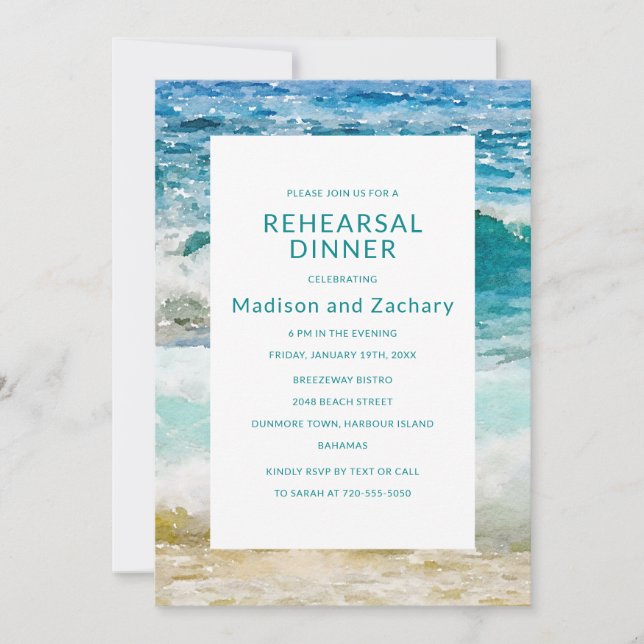 Dîner de répétition de mariage de plage tropicale (Devant)