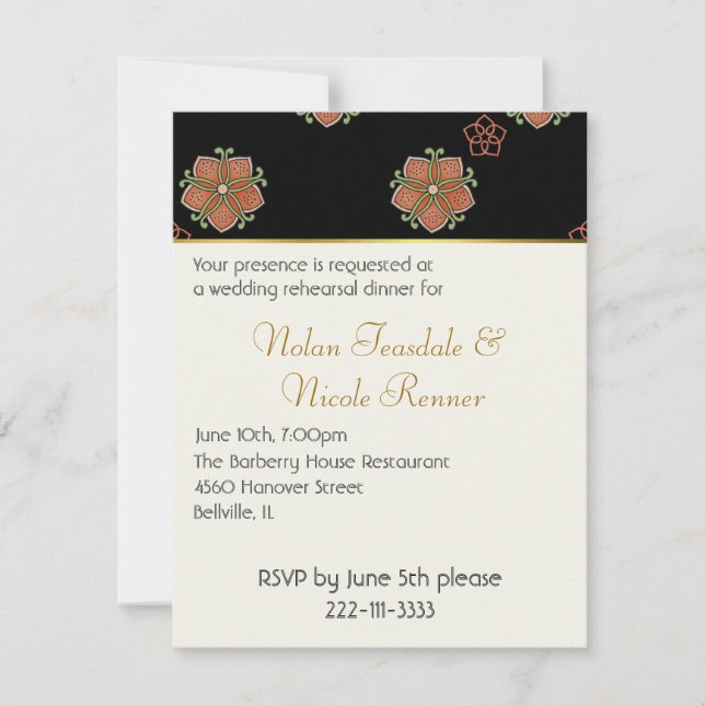 Dîner de répétition de mariage élégant Invitation (Devant)