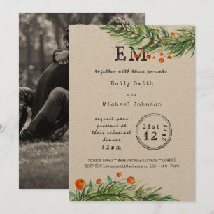 Dîner de répétition de Noël rustique Invitations A