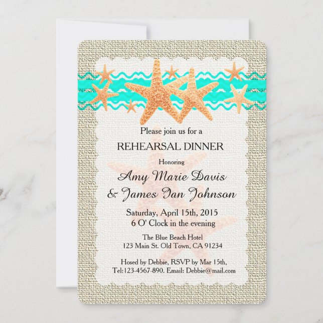Dîner de répétition de plage Starfish invitations  (Devant)
