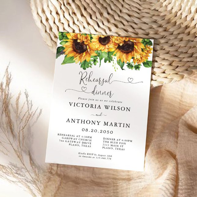 Dîner de répétition de tournesol vert Invitation (Créateur téléchargé)