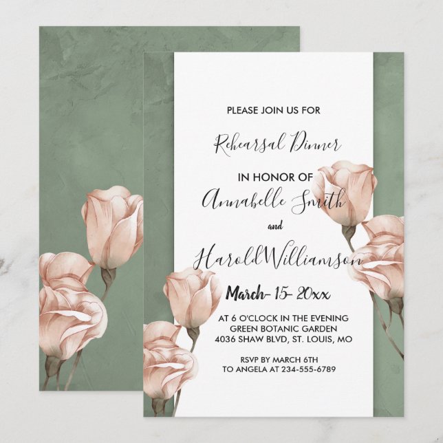 Dîner de répétition de verdure tendance Invitation (Devant / Derrière)