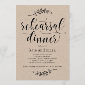 Dîner de répétition d'élégance rustique Invitation