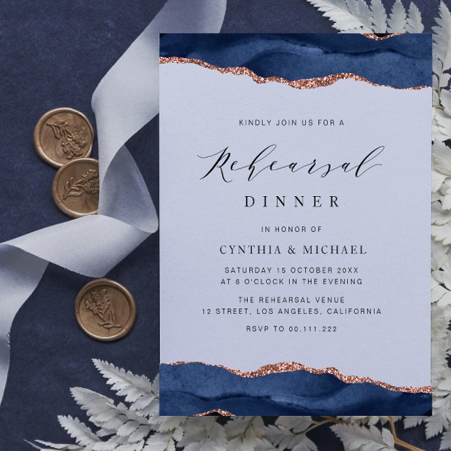 dîner de répétition d'or rose bleu marine (Créateur téléchargé)