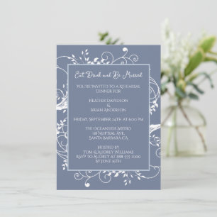 Dîner de répétition Dusty Blue Flourish Invitation