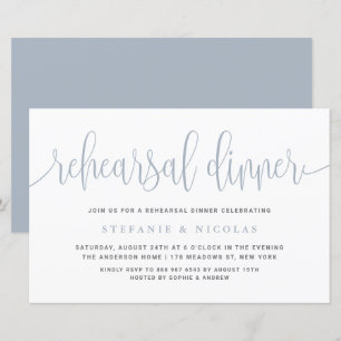 Dîner de répétition Dusty Blue Pretty Calligraphy