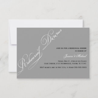 Dîner de répétition élégant Invitation grise et bl