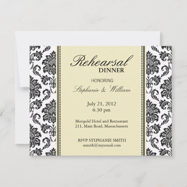 Dîner de répétition en ivoire Damask Carte (Devant)