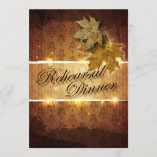 Dîner de répétition Feuille d'or Damask Invitation