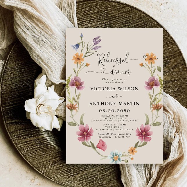 Dîner de répétition Fleur sauvage Boho Invitation (Créateur téléchargé)