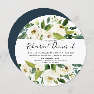 Dîner de répétition Floral Blanc vert Invitation