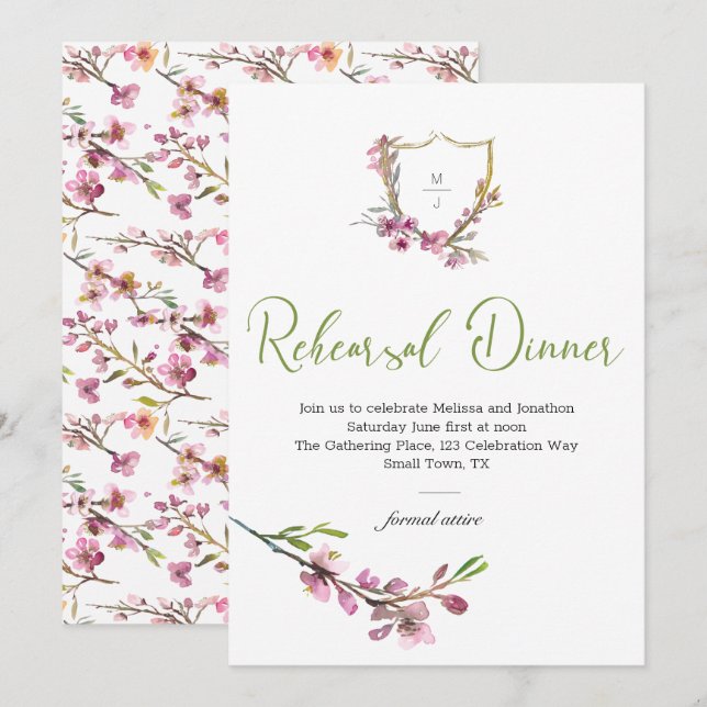 Dîner de répétition floral Cerisier Rose (Devant / Derrière)