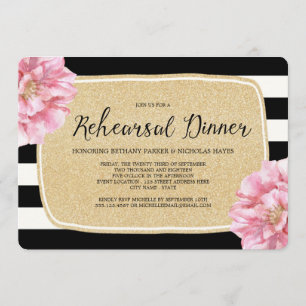 Dîner de répétition Floral Chic Invitation / Champ