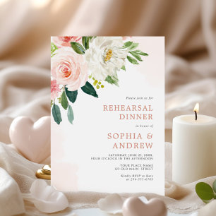 Dîner de répétition floral rose vif Invitation