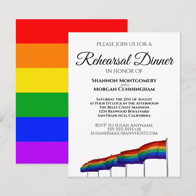 Dîner de répétition gay pride Mariage Invitation (Devant / Derrière)