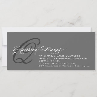 Dîner de répétition gris Invitation Monogramme Q