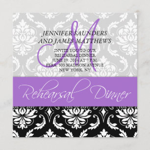 Dîner de répétition Invitation Damask Monogram Lav