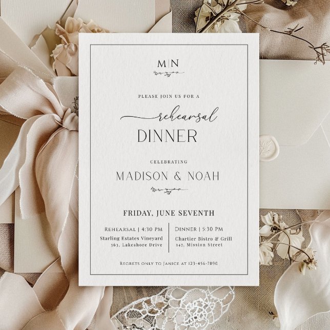 Dîner de répétition Invitation Monogramme, Mariage (Créateur téléchargé)