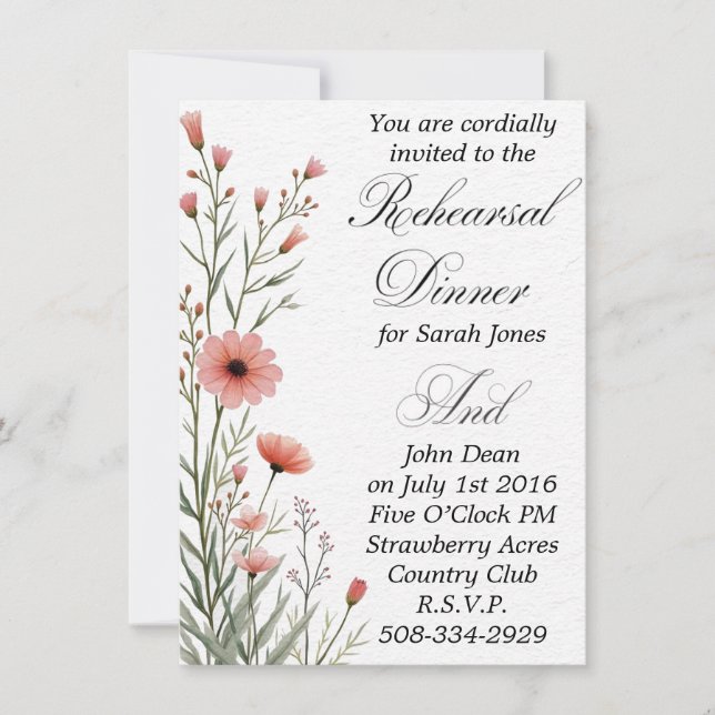 Dîner de répétition invitation simple (Devant)