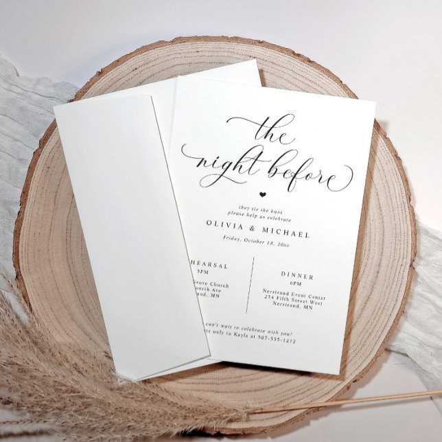 Dîner de répétition Invitations pour la répétition (Rehearsal dinner invitations that are modern, romantic and elegant yet simple.)