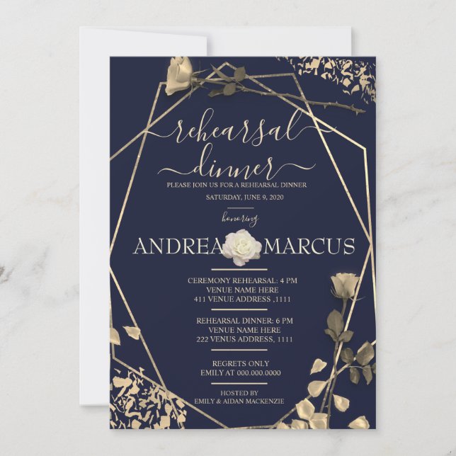 Dîner de répétition Mariage en Bleu profond et Cha (Devant)