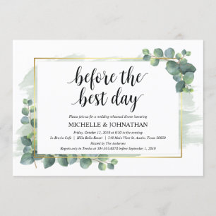 Dîner de répétition Mariage Eucalyptus Invitation