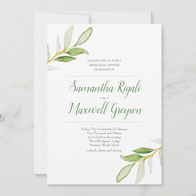 Dîner de répétition mariage Invitation (Devant)