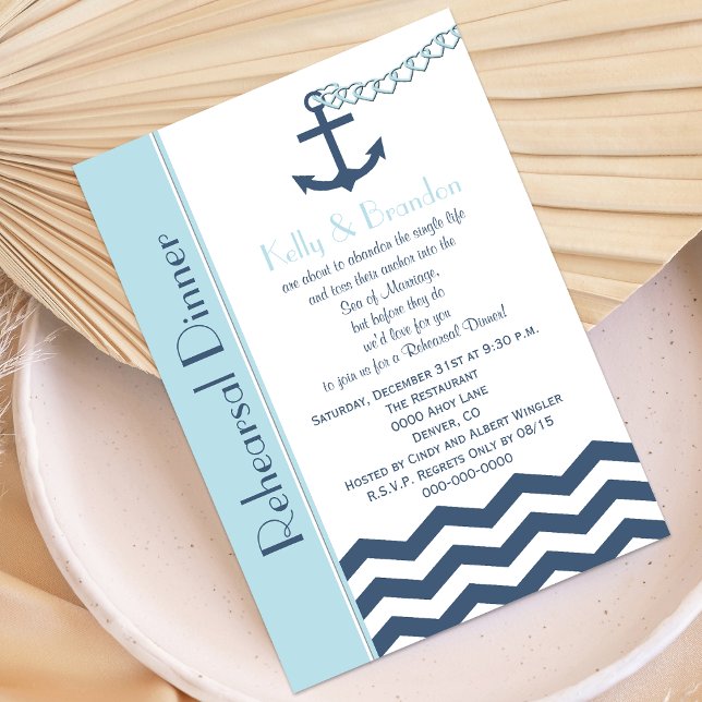 Dîner de répétition mariage Invitation - Nautique (Créateur téléchargé)