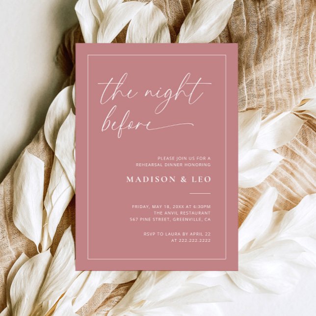Dîner de répétition Mariage rose Dusty Invitation (Créateur téléchargé)