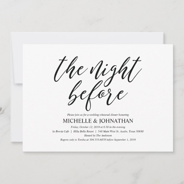 Dîner de répétition Mariage rustique Invitations (Devant)
