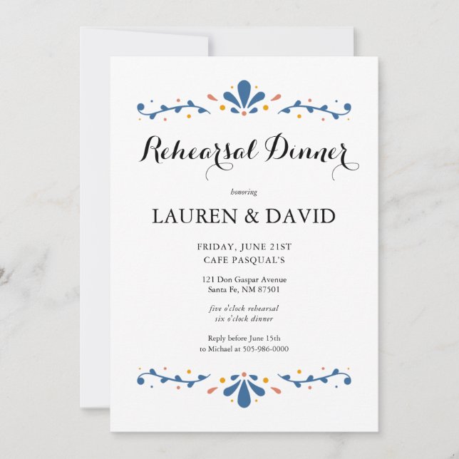 Dîner de répétition mexicaine Talavera Invitation (Devant)