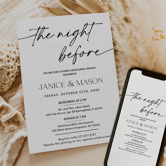 Dîner de répétition minimaliste Invitation Boho Mo (Minimalist Rehearsal Dinner Invitation Boho Modern Wedding Rehearsal Invite )