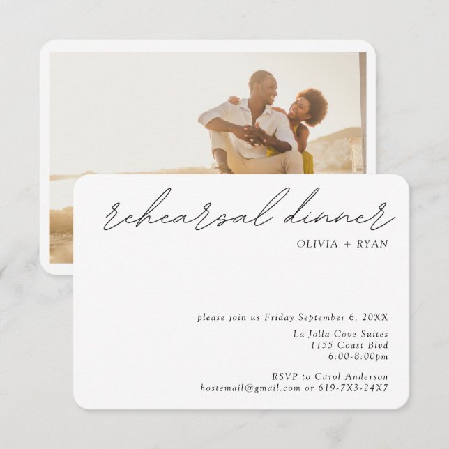 Dîner de répétition minimaliste petite carte de bo (Devant / Derrière)