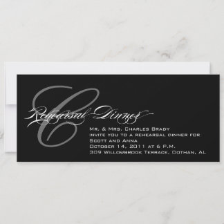 Dîner de répétition noir Invitation Monogramme C