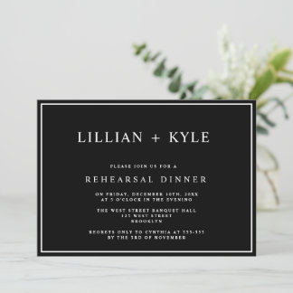 Dîner de répétition noir simple chic Invitation