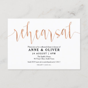 Dîner de répétition rose Mariage Gold Invitations